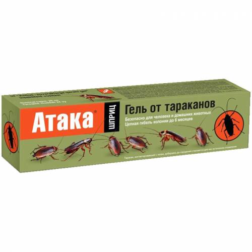 Гель от тараканов и муравьев Атака, шприц, 20мл, картонная коробка
