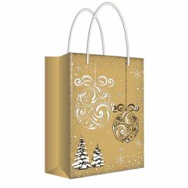 Пакет подарочный новогодний 18*22,7*10см Русский дизайн "Новогодние шары", крафт, пластизоль
