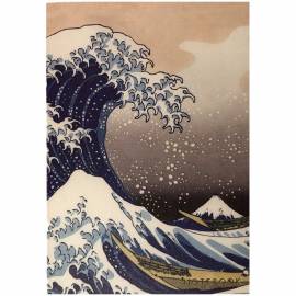 Записная книжка А5 24л., сшивка "Hokusai", 90г/м2, золотое тиснение, слоновая кость
