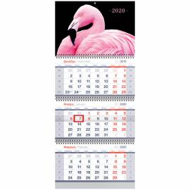 Календарь квартальный 3 бл. на 3 гр. OfficeSpace Standard "Фламинго", с бегунком, 2020