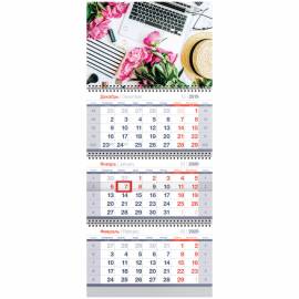 Календарь квартальный 3 бл. на 3 гр. OfficeSpace Standard "Lady boss", с бегунком, 2020