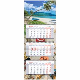 Календарь квартальный 3 бл. на 3 гр. OfficeSpace Premium "Лето", с бегунком, 2020