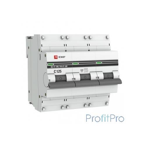 EKF mcb47100-3-100C-pro Автоматический выключатель 3P 100А (C) 10kA ВА 47-100 EKF PROxima
