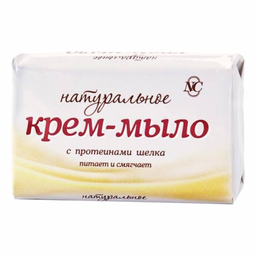 Крем-мыло Невская Косметика "Натуральное", с протеинами шелка, бумажная обертка, 90г