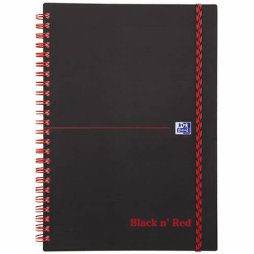 Записная книжка А5 70л. на гребне "Black’n’Red", 90г/м2, пластик. обложка, на резинке, клетка