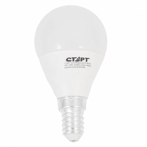Лампа светодиодная Старт LED, серия "ЭКО" 7W30, тип G "шар", Е14, 2700К, теплый свет, 15000ч