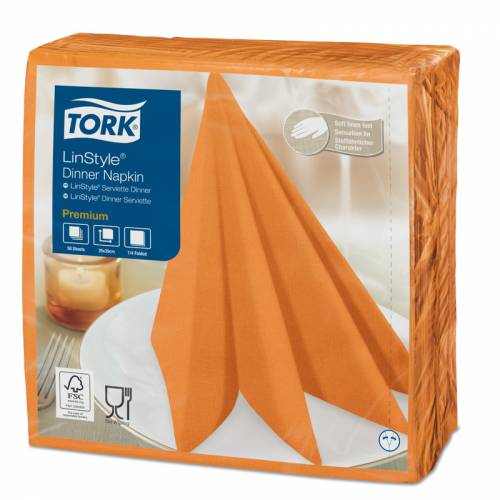 Салфетки бумажные Tork LinStyle 39*39, оранжевые, 50шт.