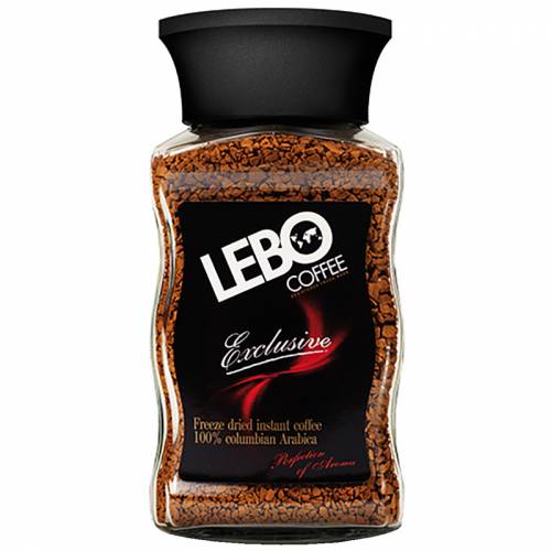 Кофе растворимый LEBO "Exclusive", сублимированный, стеклянная банка, 100г