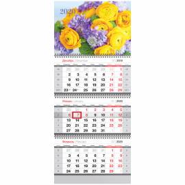 Календарь квартальный 3 бл. на 3 гр. OfficeSpace "Аромат цветов", с бегунком, 2020г.