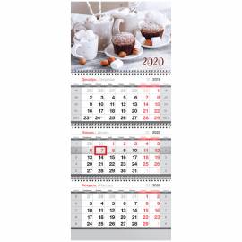 Календарь квартальный 3 бл. на 3 гр. OfficeSpace "Coffee marshmallow", с бегунком, 2020г.