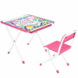 Набор складной мебели №2-02 (стол + стул) ДЭМИ "Единорог", розовый пластик, 2 группа