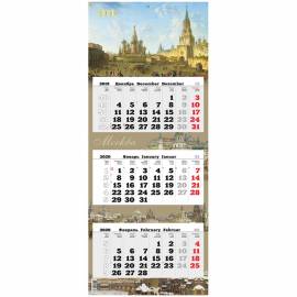 Календарь кварт. 3 бл. на подложке "Премиум Трио" - Старая Москва, с бегунком, 2020г.