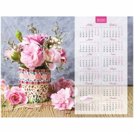 Календарь настенный листовой А2, OfficeSpace "Цветы", 2020г