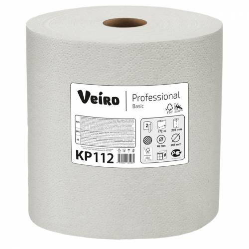 Полотенца бумажные в рулонах Veiro Professional "Basic" (ультрапрочные), 2-слойн., 172м/рул