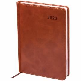 Ежедневник датированный 2020г., A5, 176л., кожзам, OfficeSpace "Vesper Index", коричневый