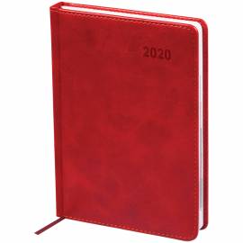 Ежедневник датированный 2020г., A5, 176л., кожзам, OfficeSpace "Vesper Index", бордовый