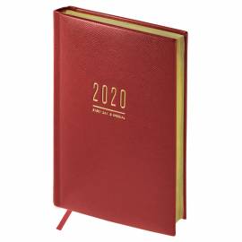 Ежедневник датированный 2020г., A5, 176л., кожзам, OfficeSpace "Dallas", бордовый, зол.срез