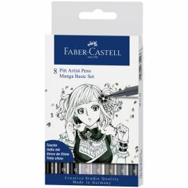Набор капилл. ручек Faber-Castell "Pitt Artist Pen Manga Basic set" ассорти,8шт.,0,3/0,7мм/Brush