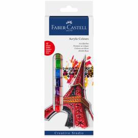 Краски акриловые Faber-Castell, 12 цветов, 12мл/туба, картон, европодвес