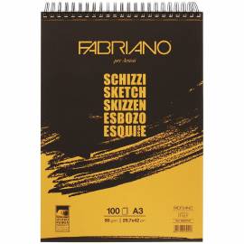 Скетчбук 100л. А3 на гребне Fabriano "Schizzi", 90г/м2, мелкозернистая бум.