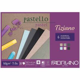 Альбом для пастели 30л., А3, на склейке Fabriano "Tiziano", 160г/м2, 6 цветов, среднезерн. бумага