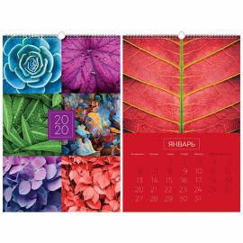 Календарь настенный перекидной на гребне, 32*48 6 л., OfficeSpace "Цветочный мотив", 2020