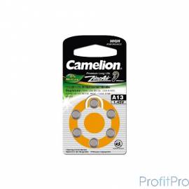 Camelion ZA13 BL-6 Mercury Free (A13-BP6(0%Hg), батарейка для слуховых аппаратов, 1.4 V,280mAh)
