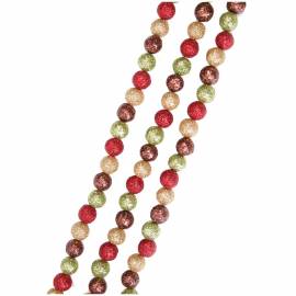 Бусы-шарики из пенополистирола 15мм, 1,7м, красный/кремовый/мягкий зеленый/бронза