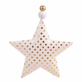 Елочное украшение из ткани "Звезда с золотыми кружочками", 10,5*10,5*1,5см