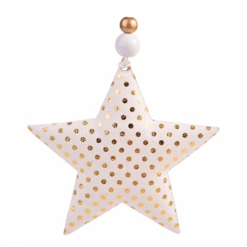 Елочное украшение из ткани "Звезда с золотыми кружочками", 10,5*10,5*1,5см