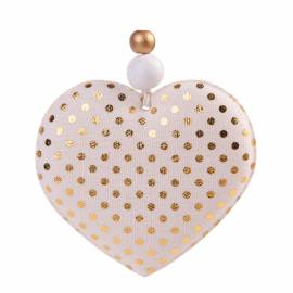Елочное украшение из ткани "Сердце с золотыми кружочками", 8,5*8*1,5см
