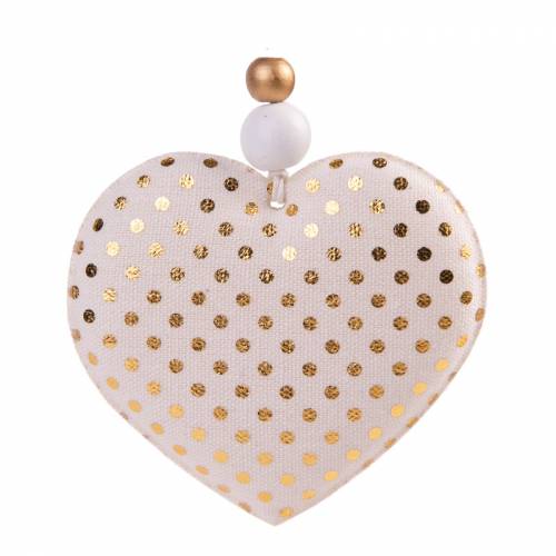 Елочное украшение из ткани "Сердце с золотыми кружочками", 8,5*8*1,5см