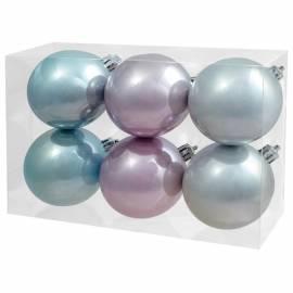 Набор пластиковых шаров 6шт, 60мм, жемчужный/нежно-розовый/нежно-голубой, пластиковая упаковка