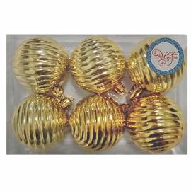 Набор пластиковых шаров 6шт, 60мм "Золотая волна", золото, пластиковая упаковка