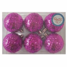 Набор пластиковых шаров 6шт, 60мм "Фиолетово-розовые бусинки", фиолетово-розовый, пласт. упаковка