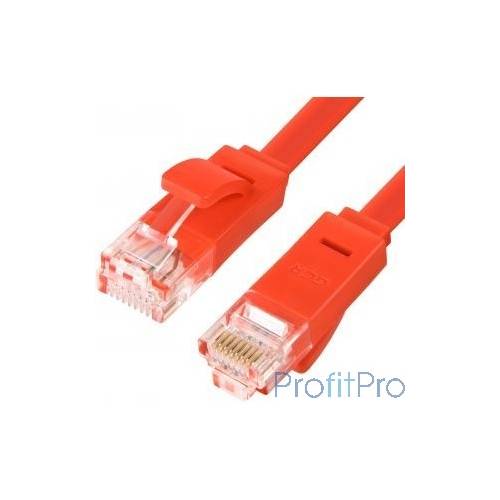 Greenconnect Патч-корд плоский прямой PROF 3.0m UTP медь, кат.6, красный, позолоченные контакты, 30 AWG, Premium ethernet high
