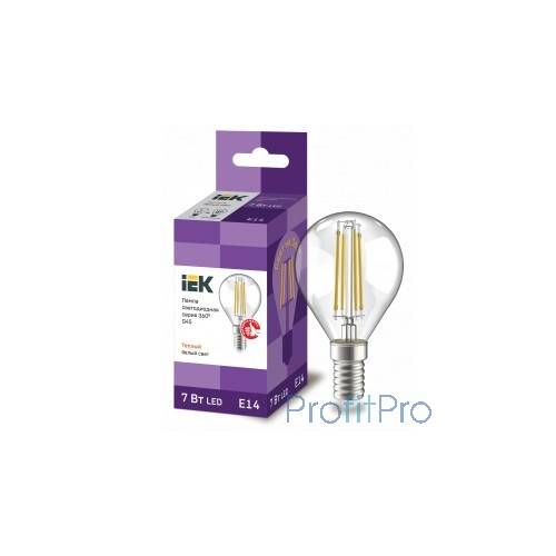 Iek LLF-G45-7-230-30-E14-CL Лампа LED G45 шар прозр. 7Вт 230В 3000К E14 серия 360° 