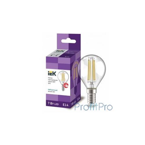 Iek LLF-G45-7-230-40-E14-CL Лампа LED G45 шар прозр. 7Вт 230В 4000К E14 серия 360° 