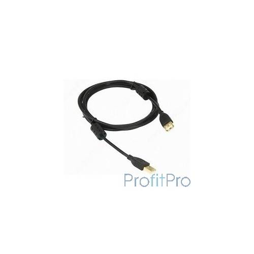 Konoos KC-USB2-AMAF-1.8, AM/AF, Кабель USB 2.0 Pro, AM/AF, 1.8м, черный, позол. разъемы., феррит. кольца, коробка