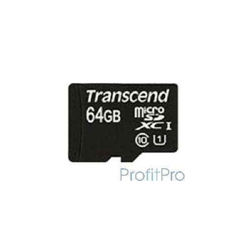 Micro SecureDigital 64Gb Transcend Class 10 TS64GUSDU1 MicroSDXC Class 10 UHS-I, SD adapter