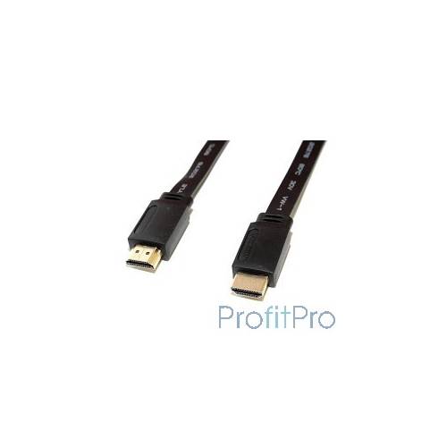 5bites APC-185-002 Кабель HDMI M / HDMI M V1.4b, высокоскоростной, ethernet+3D, зол.разъемы, плоский, 2м.