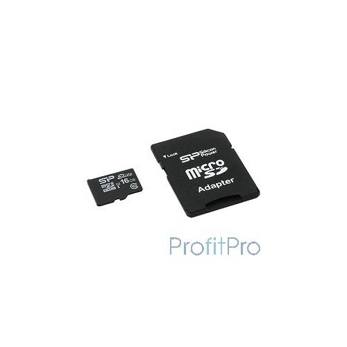 Micro SecureDigital 16Gb Silicon Power SP016GBSTHBU1V10-SP MicroSDHC Class 10, SD adapter