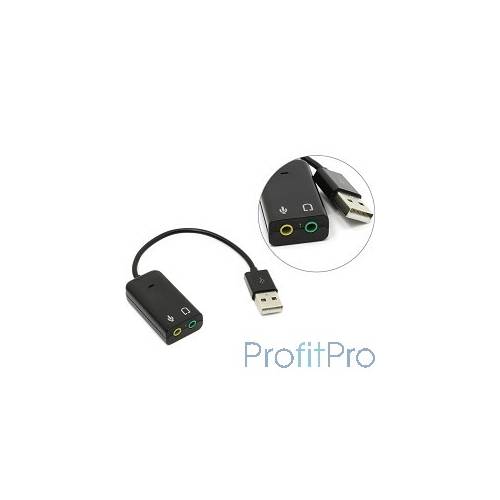 ORIENT Адаптер с кабелем AU-01S, USB to Audio, 2 x jack 3.5 mm для подключения гарнитуры к порту USB, черный