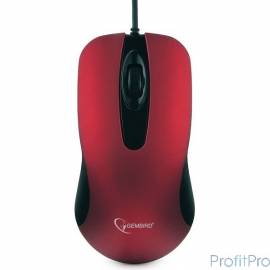 Gembird MOP-400-R красный USB Мышь, бесшумный клик, 2 кнопки+колесо кнопка, 1000 DPI, soft-touch, кабель 1.45м, блистер