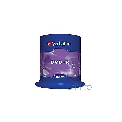 Verbatim Диски DVD+R 4.7Gb 16-х, 100шт, Cake Box (43551)