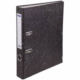 Папка-регистратор OfficeSpace, 50мм, мрамор, черная, нижний метал. кант