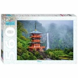 Пазл 560 эл. Step Puzzle "Travel Collection. Пагода у водопада", картонная коробка