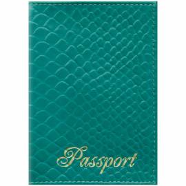 Обложка для паспорта OfficeSpace "Питон" кожа, бирюза