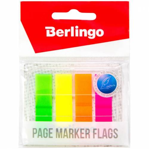 Флажки-закладки Berlingo 45*12 мм, 20л*4 неоновых цвета, в диспенсере ...