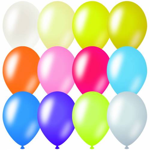 Воздушные шары, 100шт., М9/23см, ArtSpace, металлик, 12 цветов ассорти